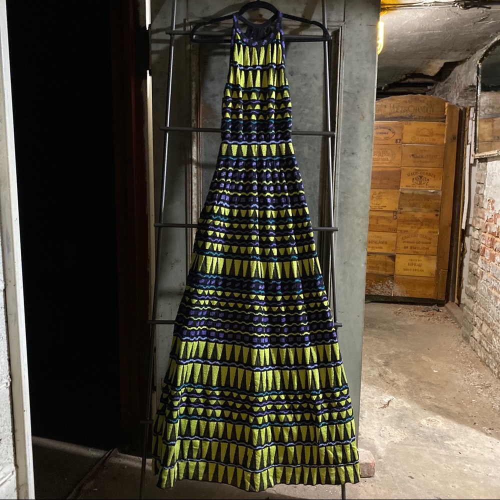Missoni Lime Black Zig Zag Metallic Gown Dress - Picture 2 of 8